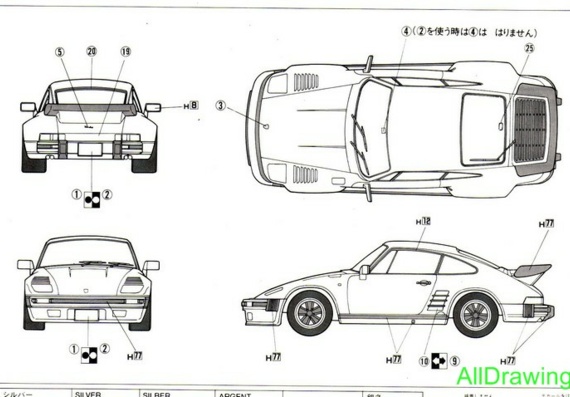 Porsche 911 Flatnose (Porsche 911 Flatnous) - drawings (figures) of the car